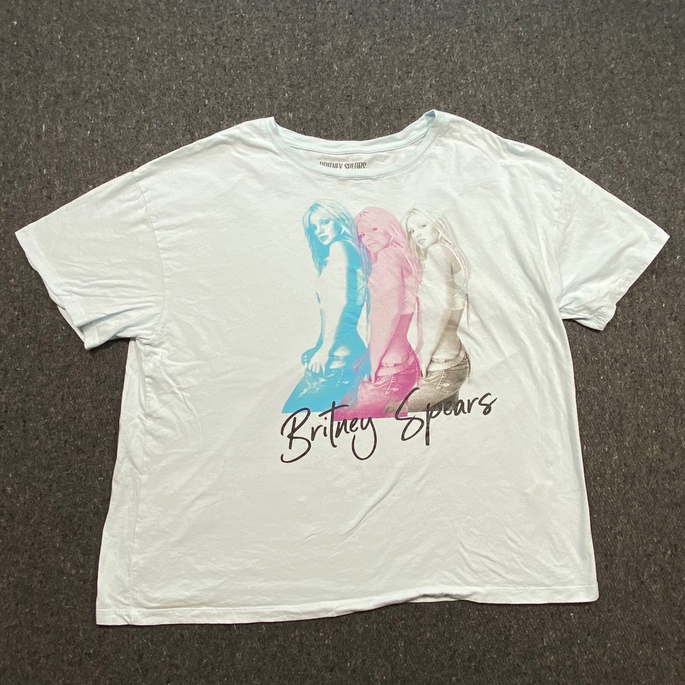 Britney Spears Y2K Aesthetic Women XXL Blue Graphic Tee Music Merch T-Shirt 2024